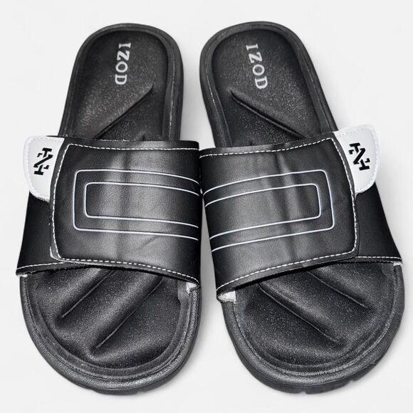 IZOD Men's Black Sandals Slides (Size 9-10) - Picture 1 of 6